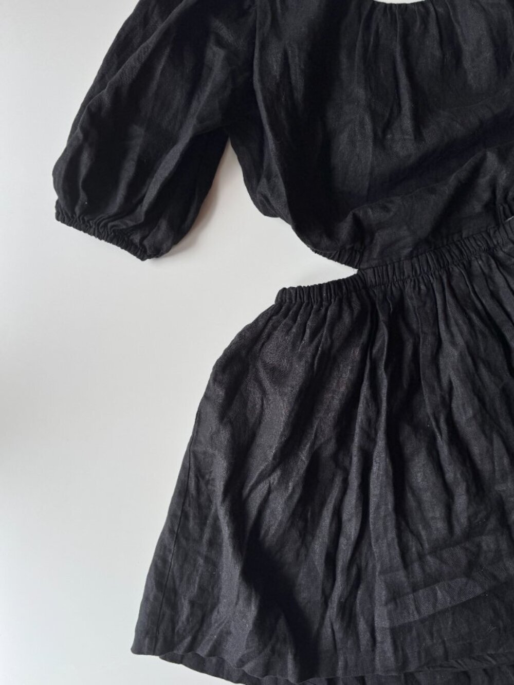 ALLSAINTS Colette Black 100% Linen Cut Out Fit & Flare Mini Dress, Size 10 - Picture 9 of 13